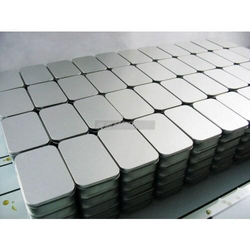 DHL 100pcs Plain silver tin box 9.4cm x 5.9cm x 2.1cm, rectangle tea candy business card usb storage box case, 100pcs/lot