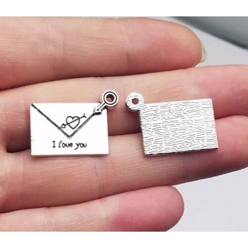 20pcs/lot--20x14mm,Envelope cham, Antique silver plated I Love You Envelope charms,DIY supplies,Jewelry accessories