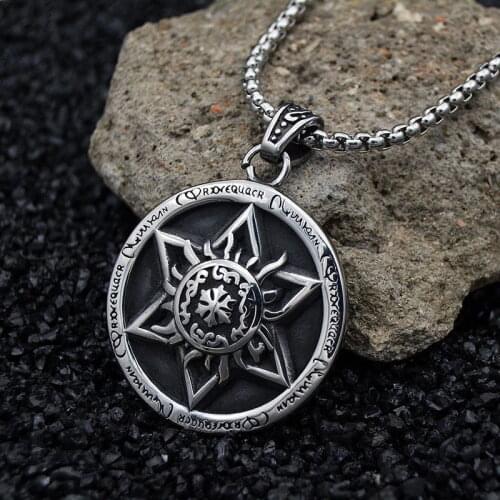 2021 Six Star Necklace Mens Fashion Hip Hop Personality Retro Pendant European And American Versatile Clothes Pendant Decoratio