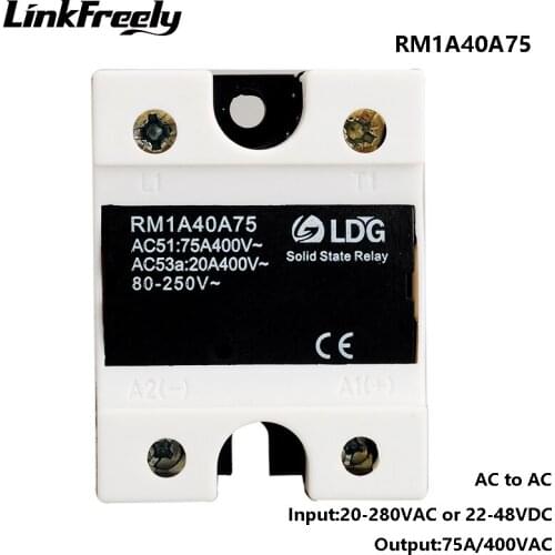 RM1A40A75 5pcs 75A AC AC Solid State Relay,Output:42-440VAC Input:20-280VAC/22-48VDC SSR Relay, Signal Isolation Relay Module