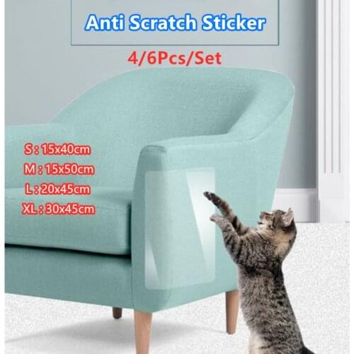 6pcs/set S/M/L/XL Cat Scratching Tape Deterrent Anti Scratch Sticker Clear Carpet Sofa Door Protection Furniture With Nails