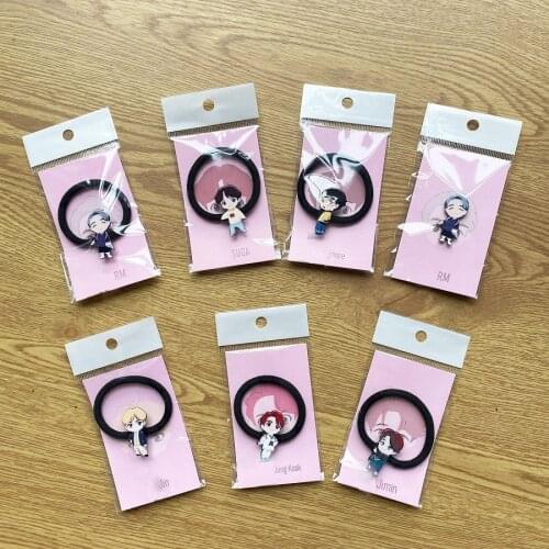 7 Pcs/lot Kpop Lovely Cartoon Acrylic Hair Band Hair Hoop Brooch Pin Jungkook V Jimin Rm Suga Jin Pendant Toy