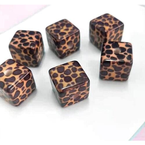 80PCS 14MM Leopard print Square Acrylic Beads,Animal Print Beads,Jewelry Making Supplies