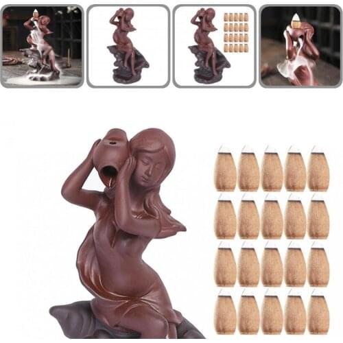 1 Set Great Purple Sand Backflow Incense Burners Purple Sand Waterfall Incense Holder Conch Holding for Yoga Room