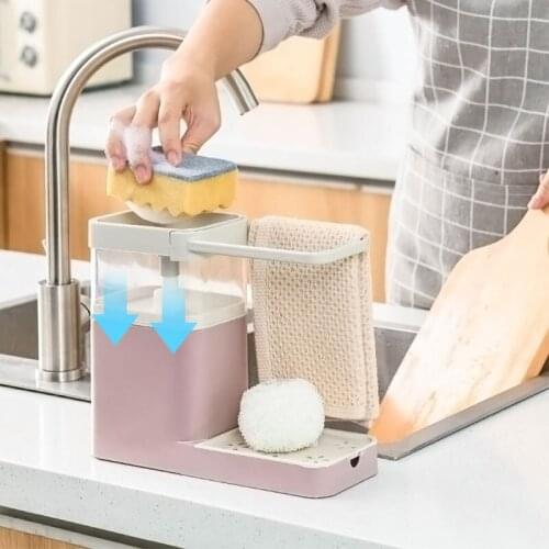 Automatic Press Dishwashing Liquid Box Kitchen Sink Drain Rack PP Kitchen Multi-Function Cleaning Supplies Tools Storage Rack