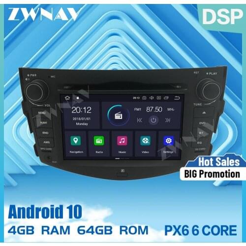 PX6 IPS 4+64G Android 10.0 Car DVD Stereo Multimedia For Toyota RAV4 2006-2012 Radio GPS Navigation Audio Video stereo Head unit
