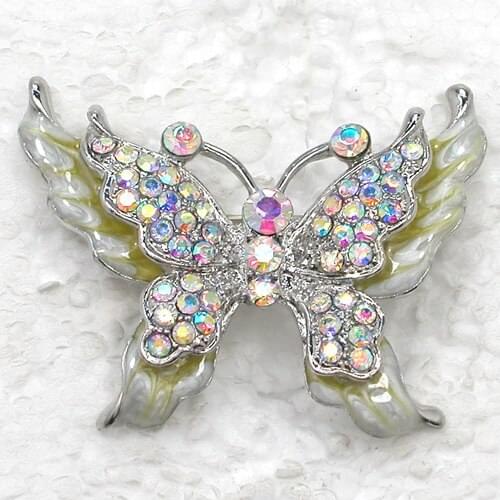 Butterfly Brooch Clear AB Rhinestone Enamel Pin brooches C344 F