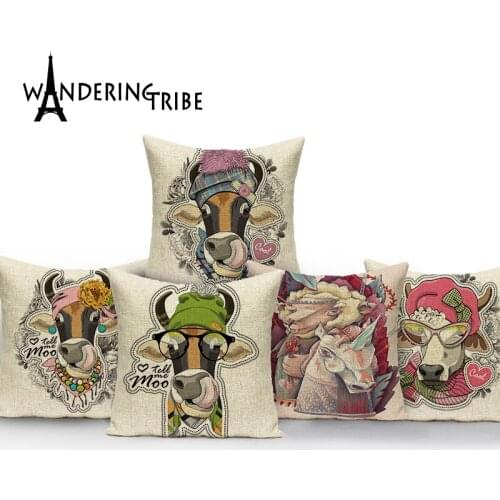 Unicorn Pillow Covers Decorative Print Cow Cushion Covers Cartoon Animal Customized Pillowscase 45x45 Case Cushions Home Decor
