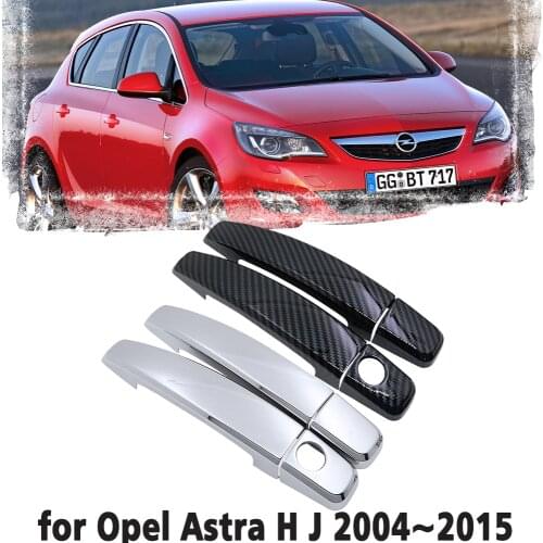 Black Carbon Fiber handle Or Chrome Side Door Cover Trim Set for Opel Astra H J 2004~2015 Holden Vauxhall GTC Car Accessories