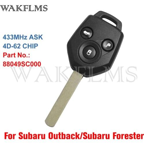 For Subaru Forester Outback Legacy 2008 2009 2010 2012 2013 2014 433MHz 4D-62 CHIP Car Keyless Entry Remote Key 88049SC000