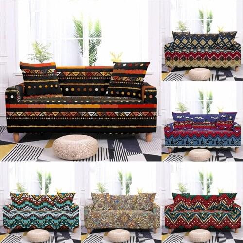 Retro Geometric Elastic Sofa Cover Living Room Sofa Case Lounge Bohemian Ethnic Style Couch Cover Corner Sofa Slipcover 1-4Seats