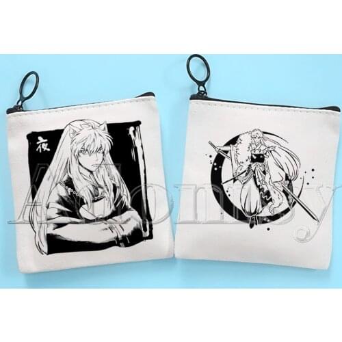 Feudal Demon Inuyasha Higurashi Small Square Bag Coin Purse Storage Small Bag Card Bag Key Bag Coin Clutch Bag Zipper Key Bag