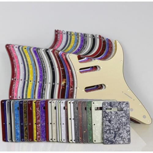 FLEOR Set of 11 Hole SSS ST Pickguard Scratch Plate Back Plate & Screws for FD Modern ST Style Electric Guitar Parts