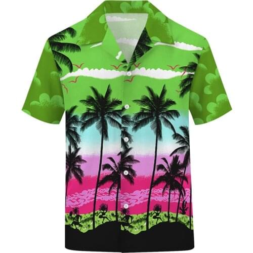 COLDKER casual shirt slim fit short-sleeves tops man male cloth 3D summer shirt beach shirt casual camisa masculina