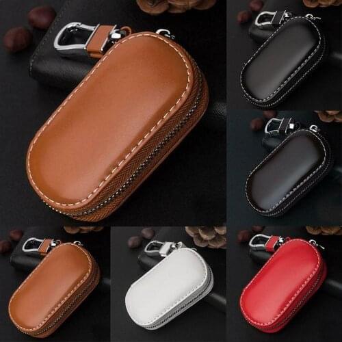 1 Pc Men Key Holder Housekeeper Leather Car Key Wallets Keys Organizer Women Keychain Covers Zipper Case Bag Unisex Pouch Purse