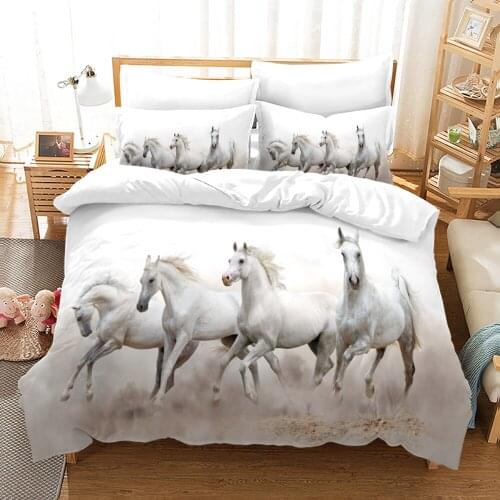 Horse Bedding Set Single Twin Full Queen King Size Animal Horses Bed Set Childrens Kid Bedroom Duvetcover Sets 3D 020