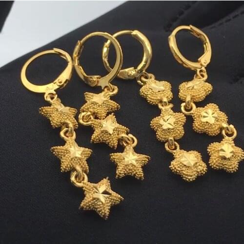 Hot Sale Gold Design Women Dangle Earrings Jewelry Fashion 24k Gold Plated Hoop Earrings