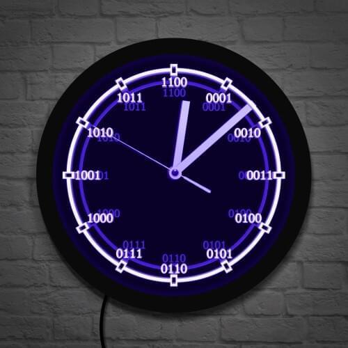 Math Numbers Equation LED Neon Sign Wall Clock Binary Code Decorative Wall Clock With LED Backlight Teachers Educational Gifts