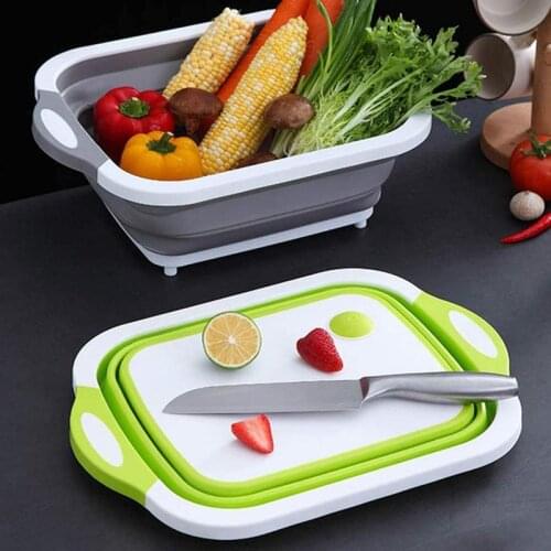 Multifunctional Cutting Board Foldable Drain Basket Sink Vgetable Vegetable Washing Colander Portable Kitchen Gadget 2021 New