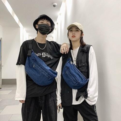 Fashion Denim Blue Crossbody Bag for Women Trendy Hobo Big Sling Shoulder Bags Chest Large Daily Hippie Purses and Handbag 2021