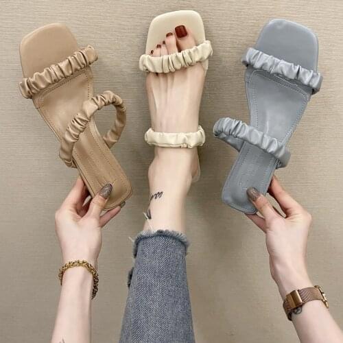 Fashion New Heels Print Women Sandals Summer Shoes Women Open Toe Chunky High Heels Party Dress Sandals Slipper Women Shoes