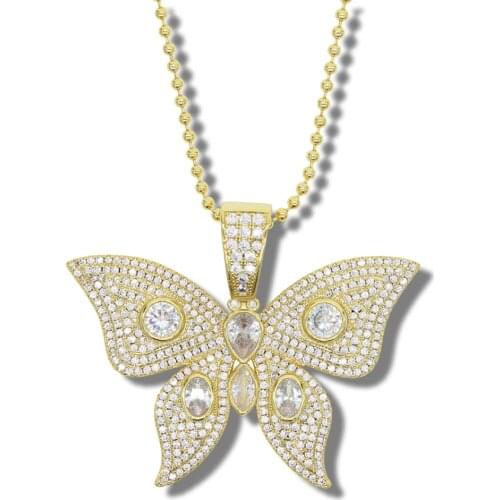 2020 New Gold Silver Color Butterfly Pendants Necklaces Animal butterfly Bead Chain choker for Women Men Hip Hop Jewelry