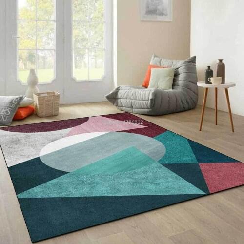 New geometric circular triangle green gray red block stitching living room bedroom bedside carpet floor mat customization