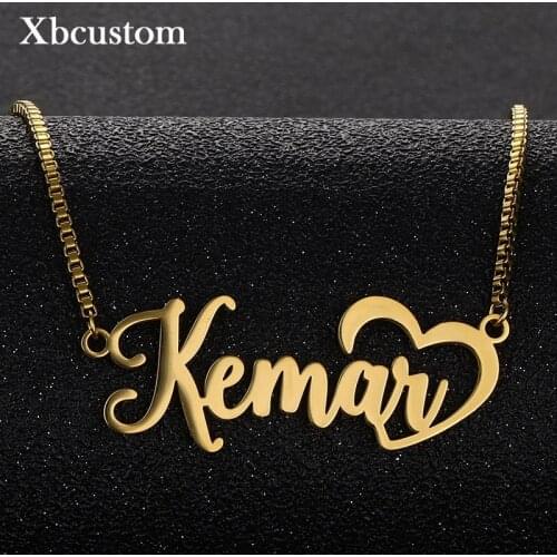 Custom Name Heart Necklaces for Women Men Stainless Steel Box Chain Personalized Letter Gold Choker Necklaces Christmas Present