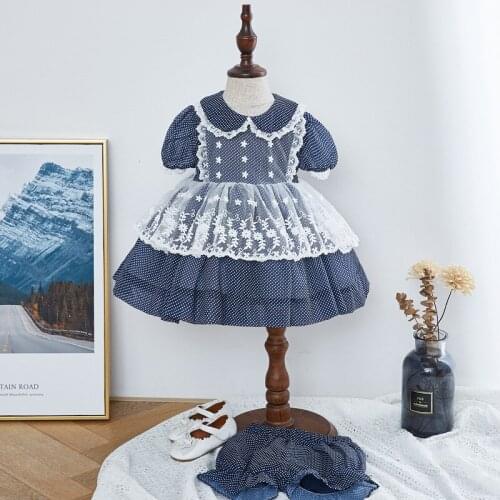 Lolita Dresses for Girls Princess Dress Party Birthday Weeding White Mesh Bot Short Sleeve for 5 6 Kids Clothes