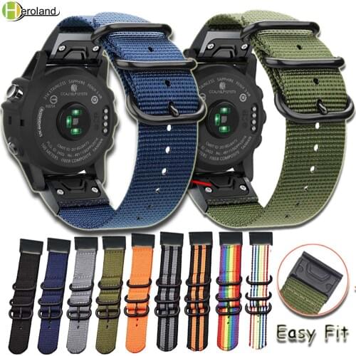 Strap Nylon 26 22 20MM Quick easy Fit watch band For Garmin Fenix 6X 6 6S /5X 5 5S Plus / Fenix 3 /3 HR/ 935 945 Smart WristBand