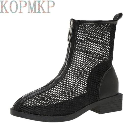 Hollow Out Women Sandals Summer Heel Sandals Female Zip Casual Sewing Increase Mesh Platform Sandals Fashion Ladies Sandalias