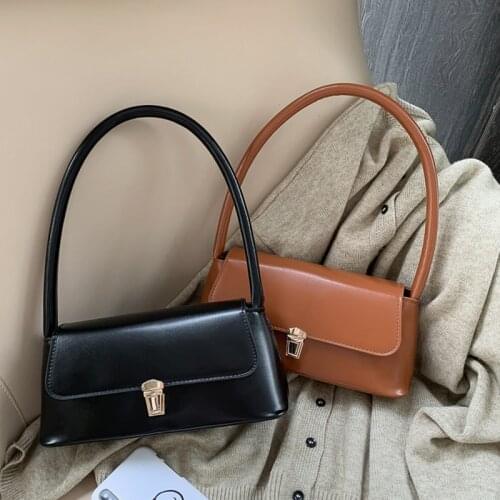 Retro Pu Baguette Women Shoulder Bag Fashion Designer Solid Womens Handbag Luxury Branded Underarm Shoulder Bag Woman 2021 New