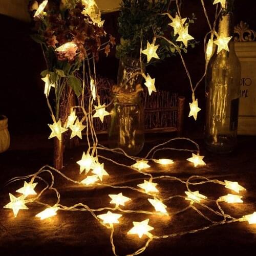 40 LED Star String Lights Curtain Fairy Garland Lamps for Festival Room Decor Christmas Tree Decoration Garden Yard Party Decor