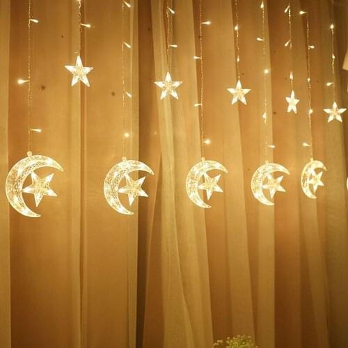 Moon Star Curtain Lights LED String Lights Ins Christmas Lights Indoor for Holiday Wedding Party Decoration Lights