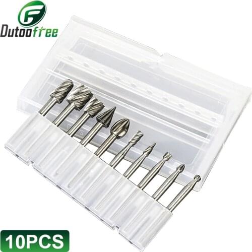6-10PCS HSS Rotary Burr Mill Cutter Rotary Dremel Metal Wood Electric Grinding Bit Milling Cutter Rotary Tool Accessories