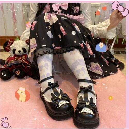Japanese sweet lolita shoes kawaii girl tea party princess kawaii shoes round retro lace bowknot women shoes loli cosplay cos