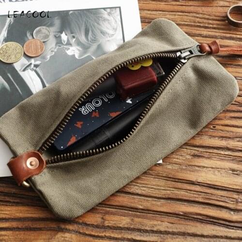LEACOOL Men Fanny Pack For Mobile Phone Canvas Long Wallet Zipper Coin Purse Burse Bags Casual Waist Pack Man Bag Card Holder