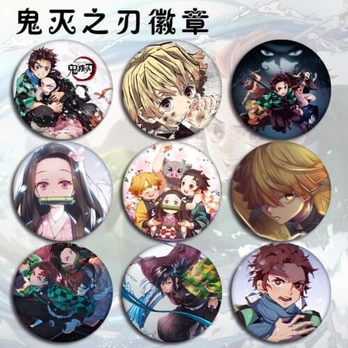 Anime Demon Slayer Badge 5.8cm HD Pattern Pendant Backpack Icons Pins Decoration Brooches Metal Badges for Clothes Bag DIY Gifts