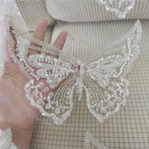 New Childrens Clothing Veil Wedding Dress Decorated Butterfly Beaded Sequined Pearl Handmade Lace Flower Patch 1Piece