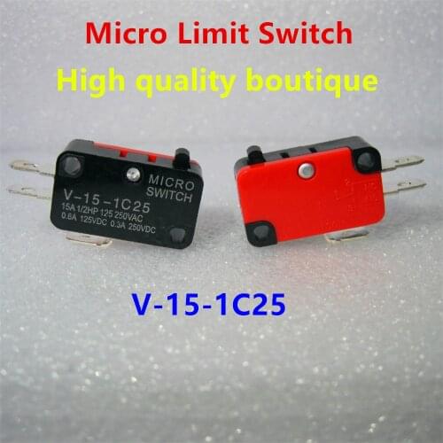 100Pcs V-15-1C25 SPDT 1NO 1NC 3Pin Short Straight Hinge Lever Limit Micro Switch
