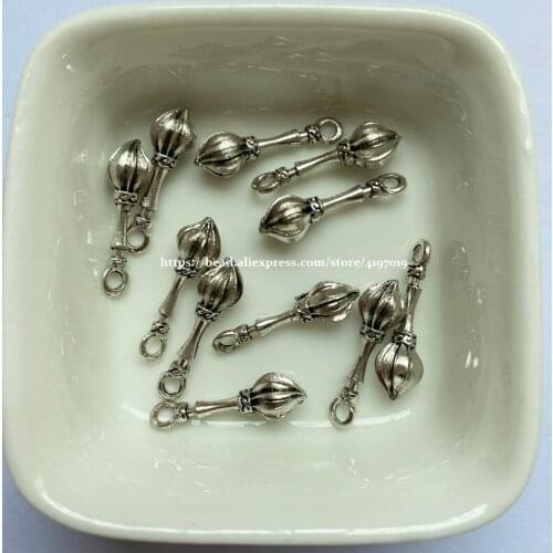 50Pcs/Lot) Zinc Alloy Tibetan Silver European Charm Lotus-Shape Pendant Size 12X10mm AD4665B