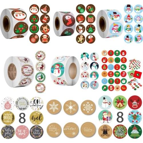 500pcs Merry Christmas Stickers Christmas Tree Elk Candy Bag Sealing Sticker Christmas Decorations For Home Natale New Year 2021