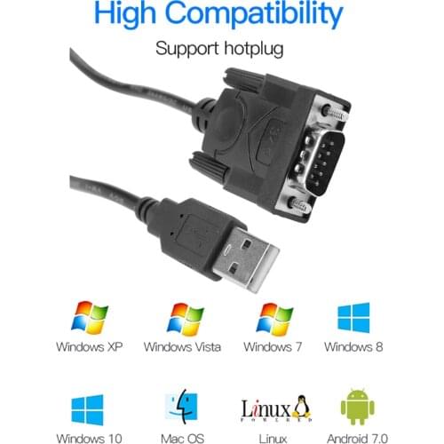 USB 2.0 to RS232 9Pin Db9 USB Converter Male Serial Cable For Win 10/8/7