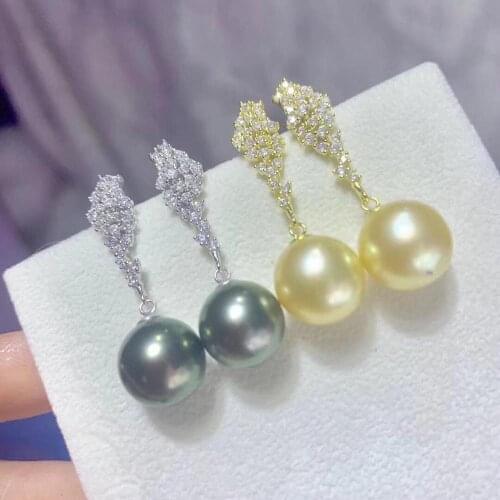 925 Silver Charm Earrings Mountings Base Setting Finding Jewelry Parts Fittings Womens Accessories for Pearls Agate Coral Beads