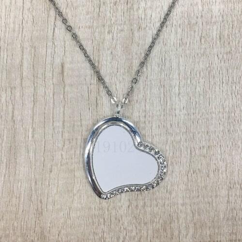 Free shipping Blank sublimation Heart-shaped necklace with crooked heart jewelry heat transfer blank material DIY newgift 10psc