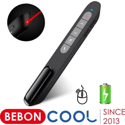 Rechargeable 2.4G Wireless Presenter With Red Laser USB Presentation Clicker With Air Mouse Remote Control Use For Projector PPT