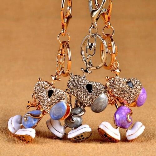 High Quality Diy Handmade Keychain Animal Dog Keyring 3D Mini Bag Brelok Rhineshone Enamel Elegant Chaveiro Gift for Gril Women