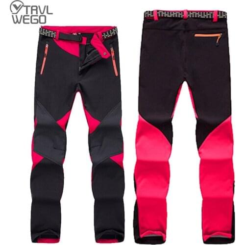 TRVLWEGO Outdoor Traverse Hiking Pants Women Thick Soft Shell Waterproof Windproof Thermal Camping Skiing For Winter Color