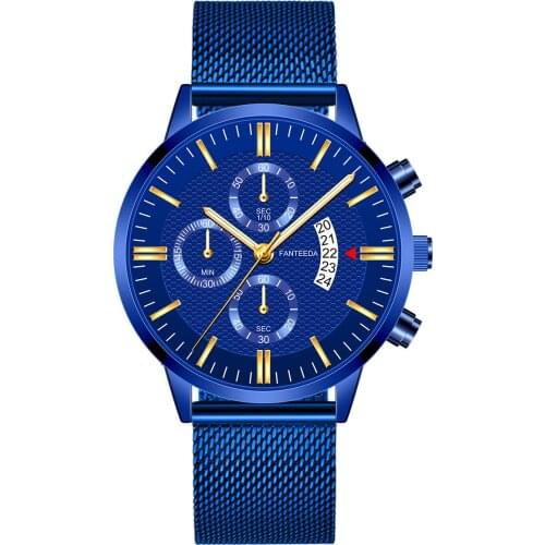 Relogio Masculino 2020 Fashion Mens Business Watches Luxury Men Stainless Steel Mesh Band Analog Calendar Quartz Wrist Watch