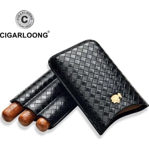 COHIBA Cigar case Gadgets Travel Portable Leather Cigar Case 2-3 Tubes Cigars Holder Mini Humidor with Gift Box CP-1018c